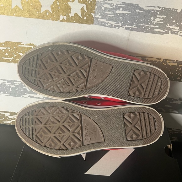 Converse Red Canvas Sneakers with White Accents - Picture 7 of 8